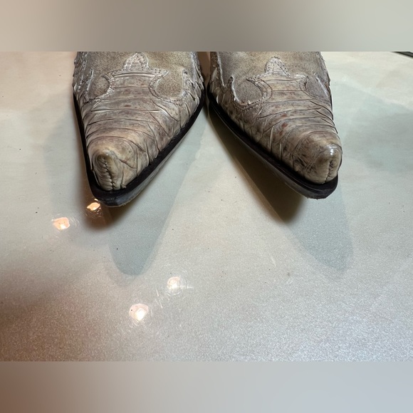 Janet & Janet Tan Leather studs & snake skin Distressed Boho Western Boots 36 - Picture 8 of 14